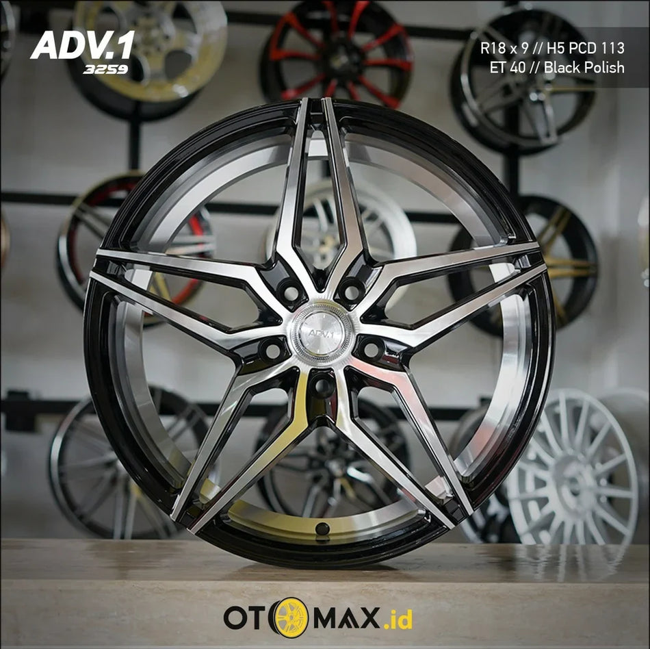 Velg Mobil ADV-1 3259 Ring 18 Black Polish dari Otomax.id, berkualitas SNI dan aman digunakan di Indonesia.