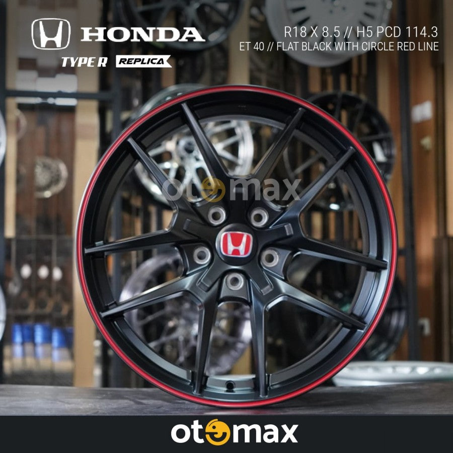 Velg Mobil Honda Type R Ring 18 Flatt Hitam Bening Merah