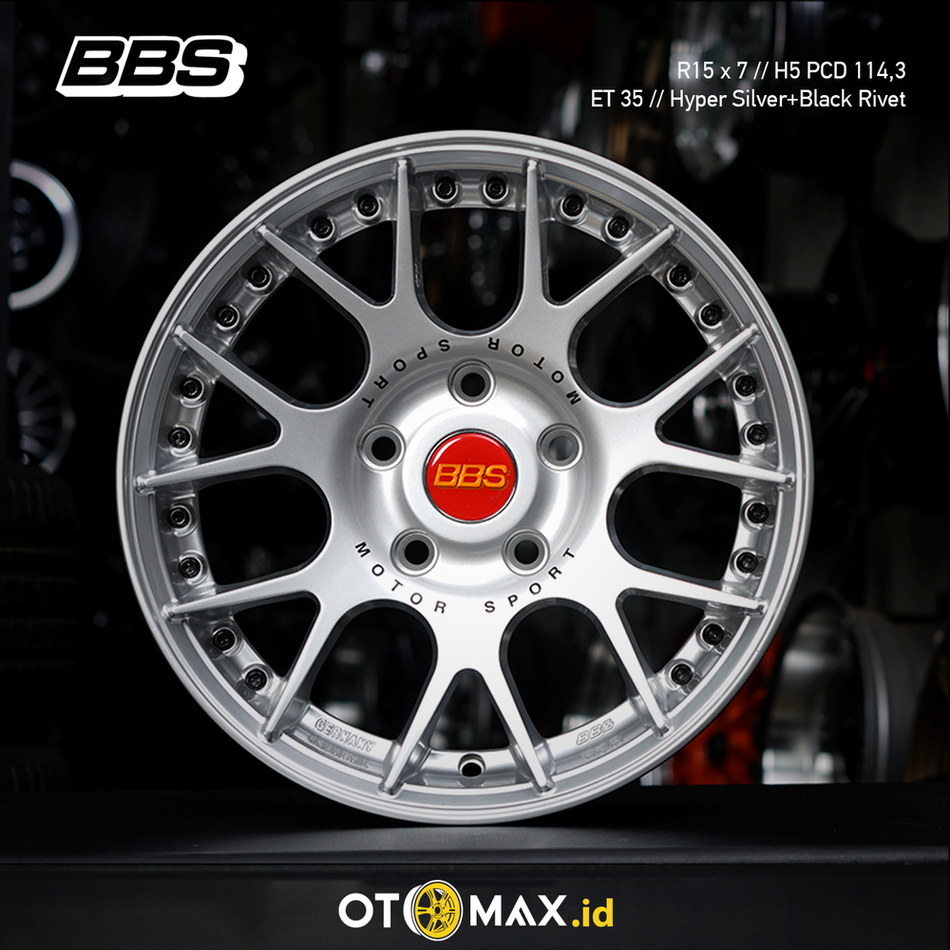 Velg Mobil BBS CHR-II Ring 15 Hyper Silver Black Rivet