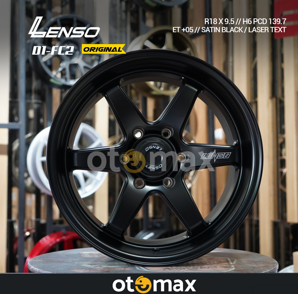 Velg Mobil Lenso D-1FC2 Original Ring 18 Satin Hitam/Teks Laser