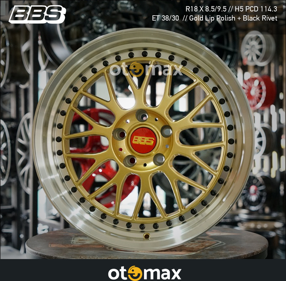 Velg Mobil BBS 1141 Ring 18 Gold Lip Polish Black Rivets