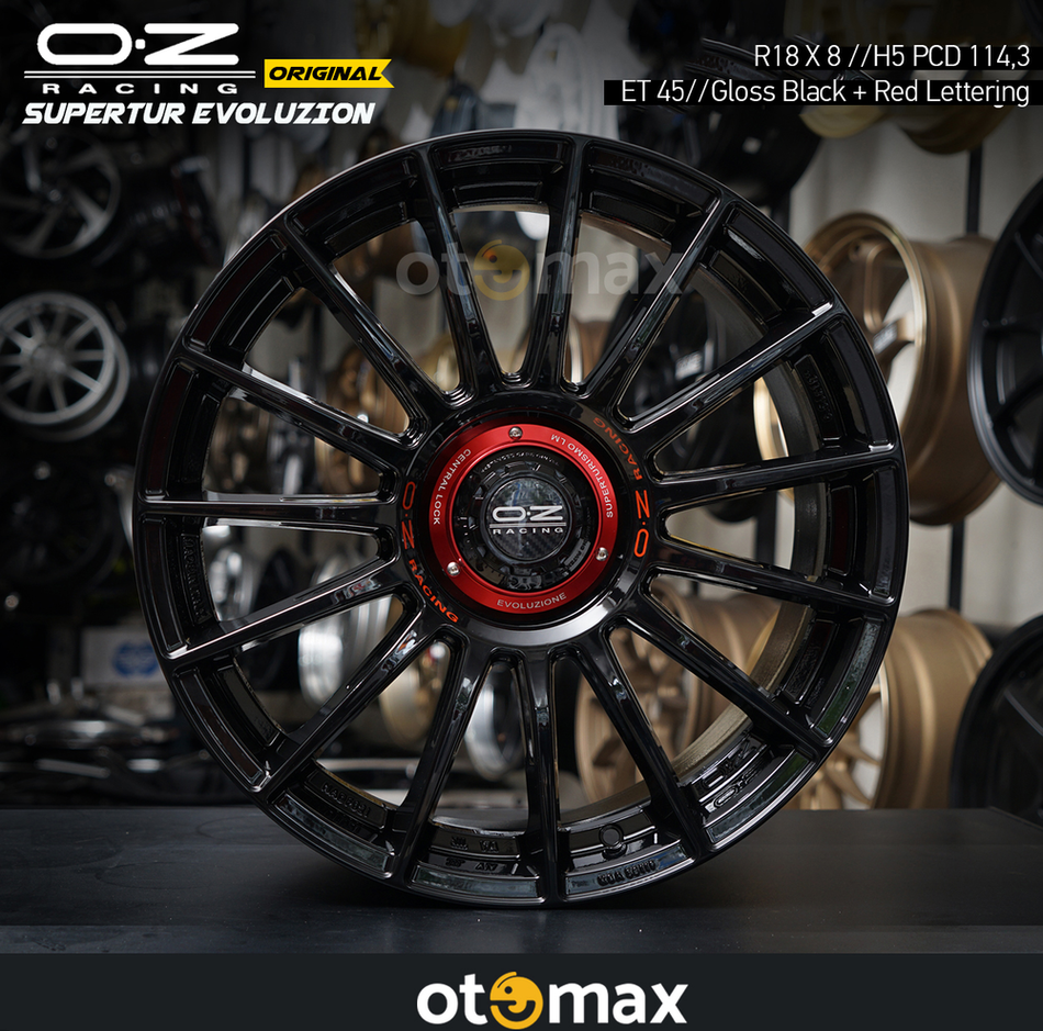 Velg Mobil Oz Original Superturismo Evoluzion Ring 18 PCD114,3 Gloss Black Red LteRing