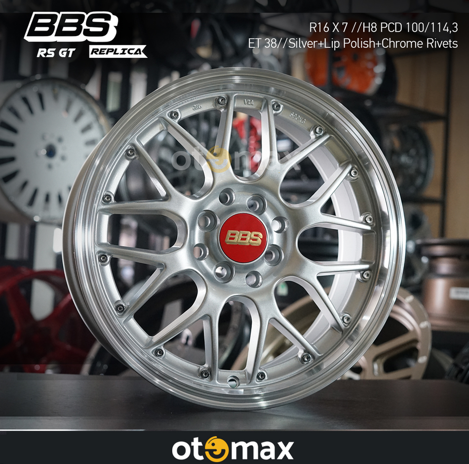 Velg Mobil BBS RS GT Ring 16 Silver Lip Polish Chrome Rivets