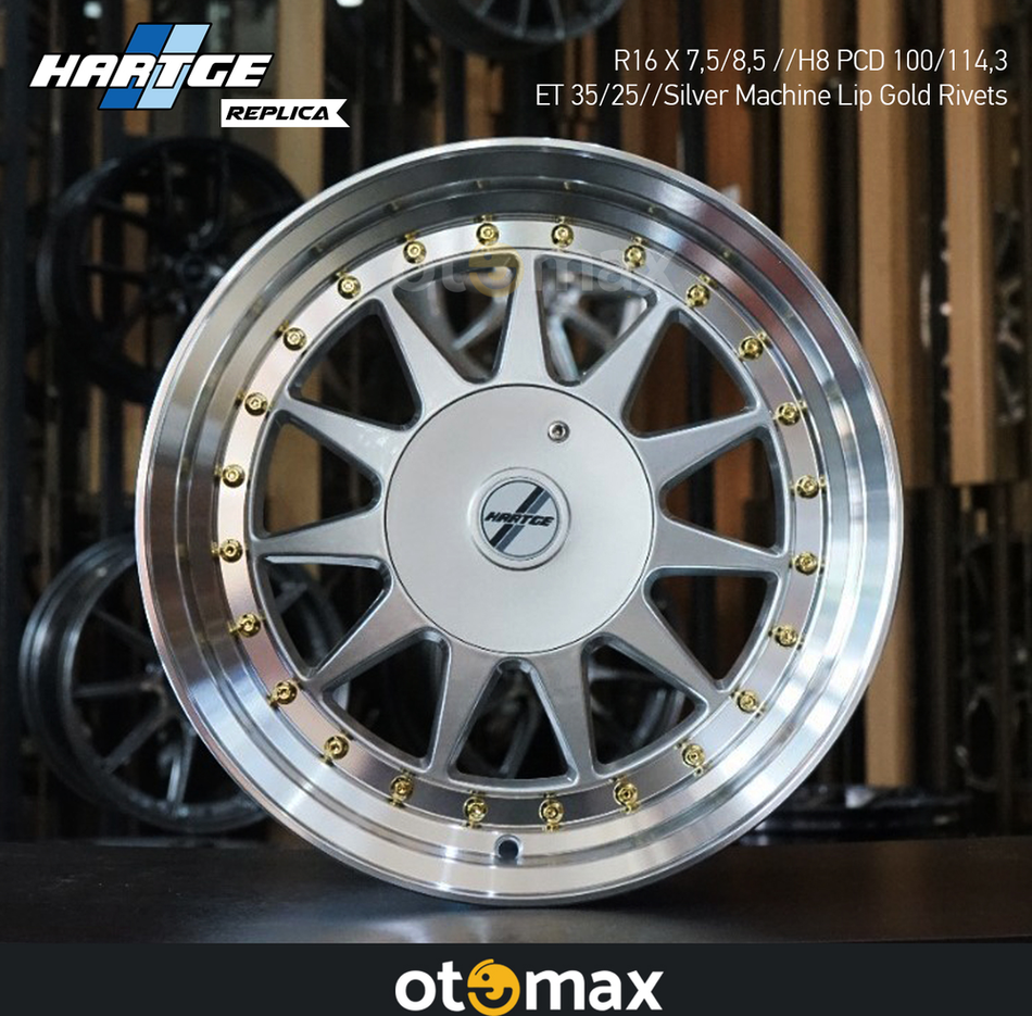 Velg Mobil Hartge Ring 16 Mesin Silver Lip Gold Riv