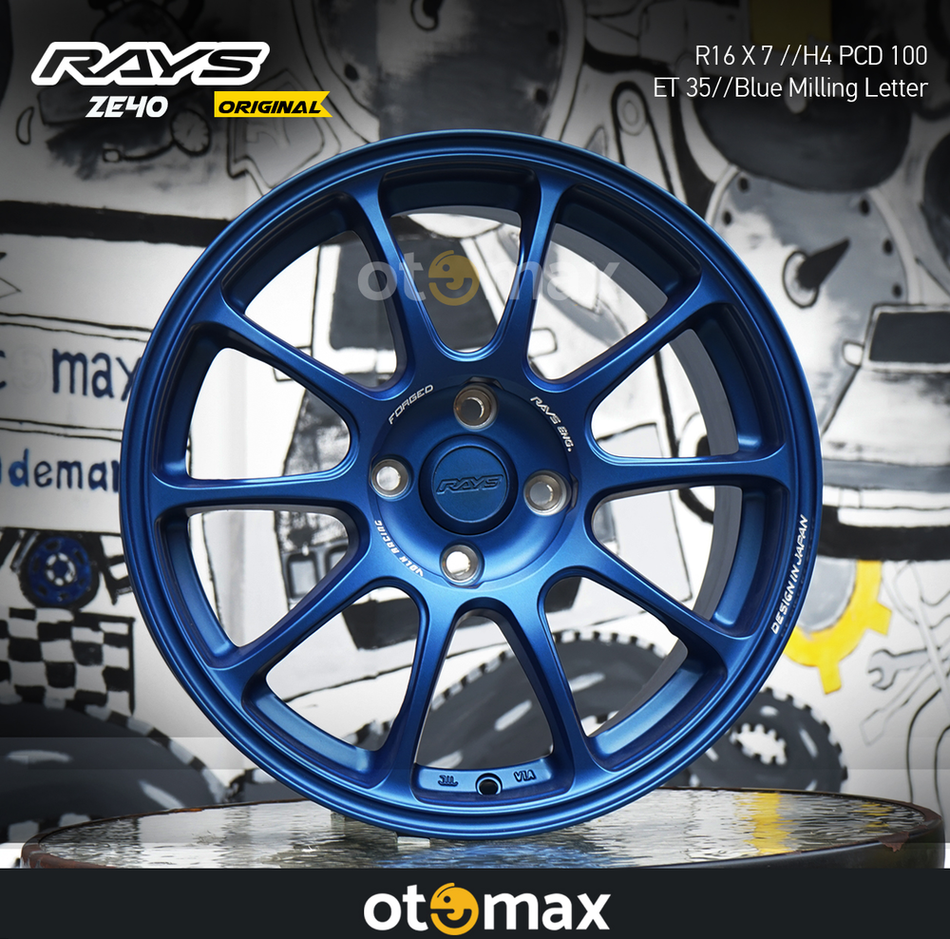 Velg Mobil Rays ZE40 854D Ring 16 Blue Milling Letter