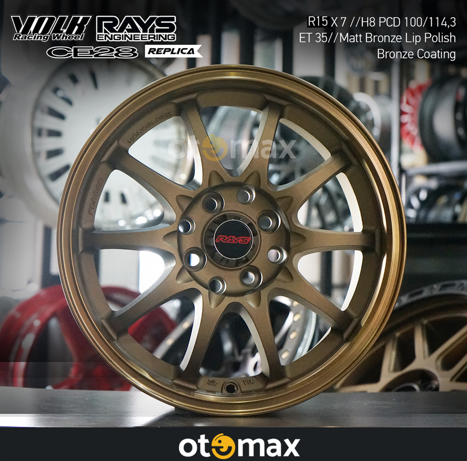 Velg Mobil Volk Rays CE28 1345 Ring 15 Matt Bronze Lip Polish Lapisan Perunggu