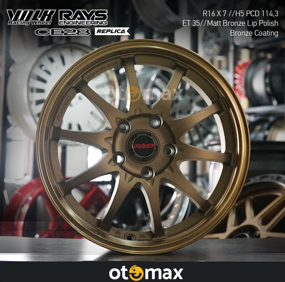 Velg Mobil Volk Rays CE28 1345 Ring 16 H5 Matt Bronze Lip Polish Lapisan Perunggu