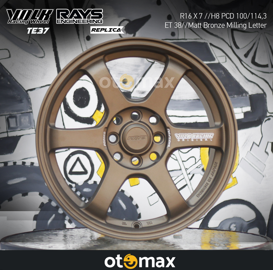 Velg Mobil Volk Rays TE37 853D Ring 16 H8 Matt Bronze Milling Letter