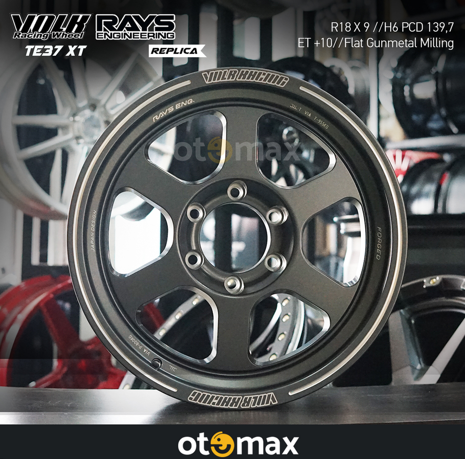 Velg Mobil Volk Rays TE37 XT Ring 18 H6 Flat Gunmetal Milling