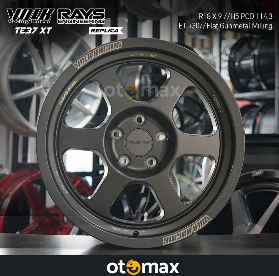 Velg Mobil Volk Rays TE37 XT Ring 18 Flat Gunmetal Milling