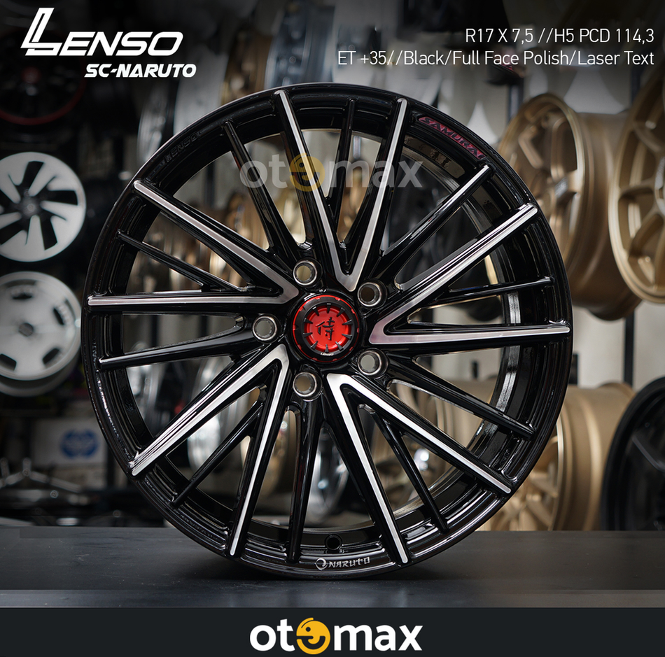 Velg Mobil Lenso SC Naruto Ring 17 H5 Black Full Face Polish Laser Taxt