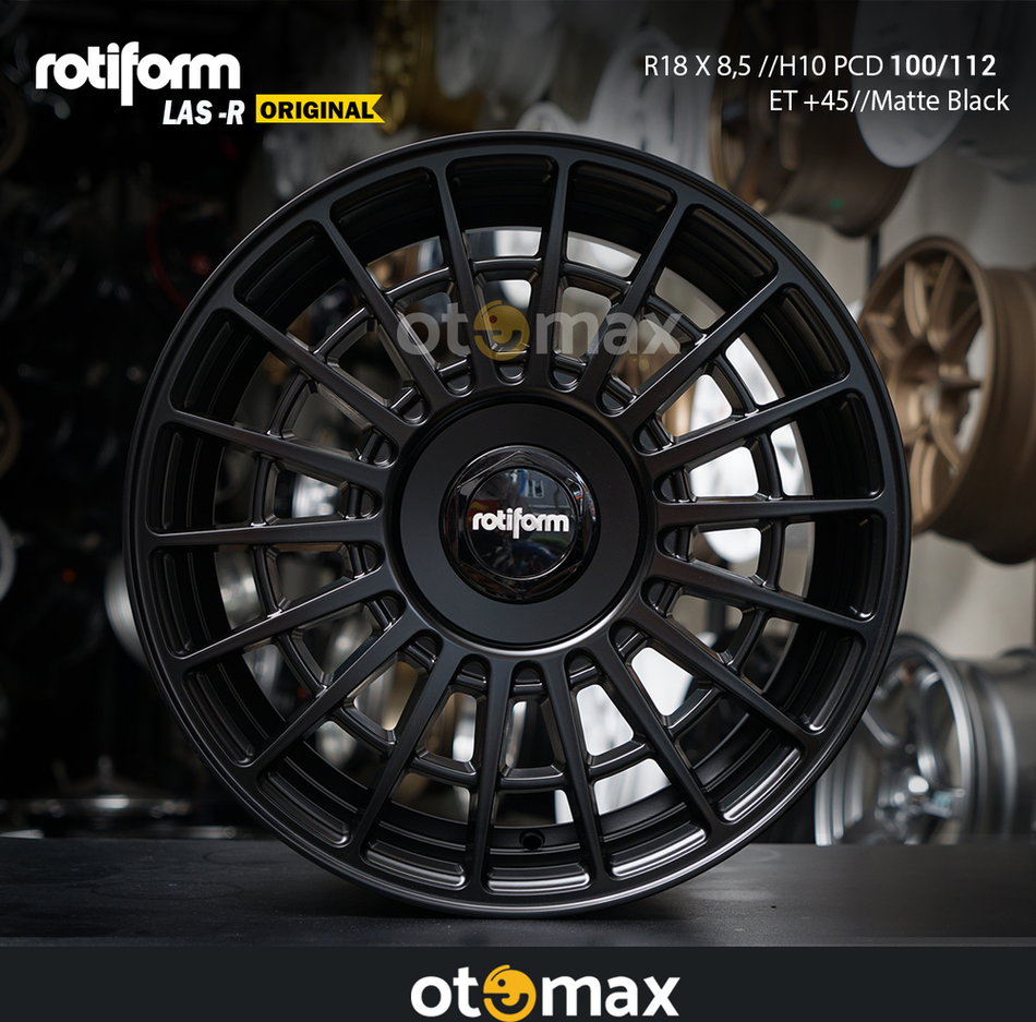 Velg Mobil Rotiform Las-R Cincin Asli 18 PCD100/112 Matte Hitam