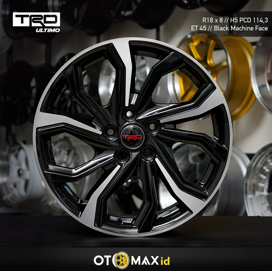 Velg Mobil TRD Ultimo Ring 18 Wajah Mesin Hitam