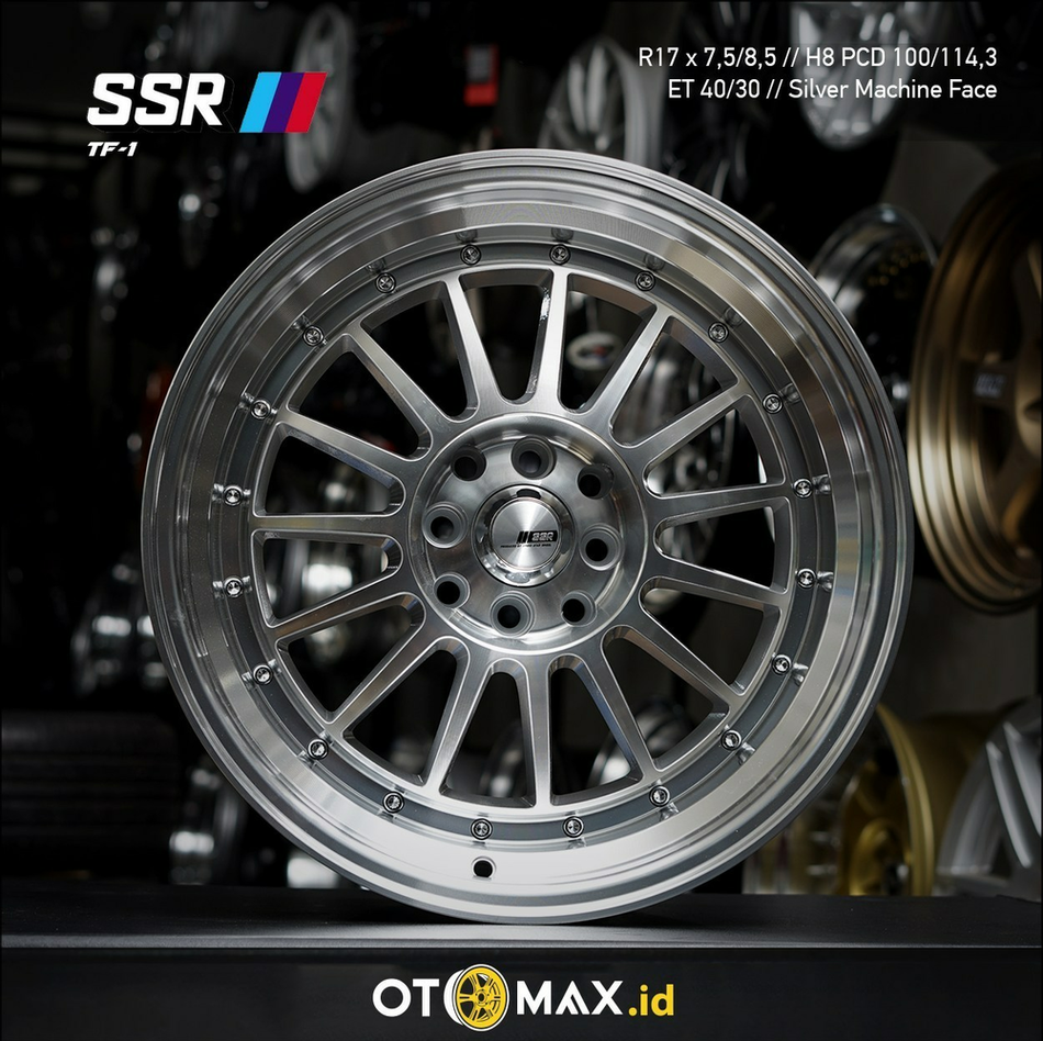 Velg Mobil SSR TF-1 Ring 17 Perak Mesin Wajah Bibir CR