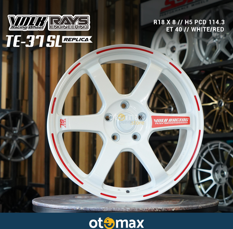 Velg Mobil Volk Rays TE37 SL Ring 18 White/Red Line