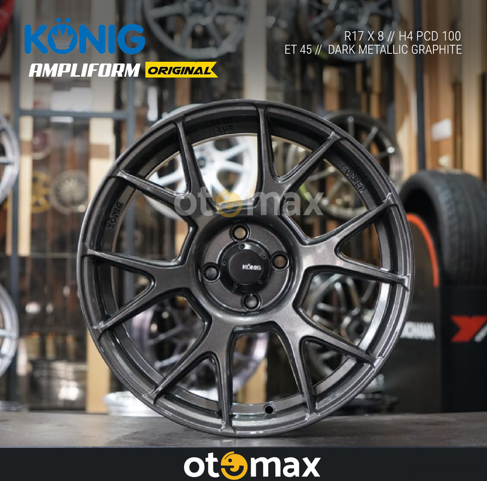 Velg Mobil Konig Ampliform Cincin Asli 17 H4 Grafit Metalik Gelap GGM1UK