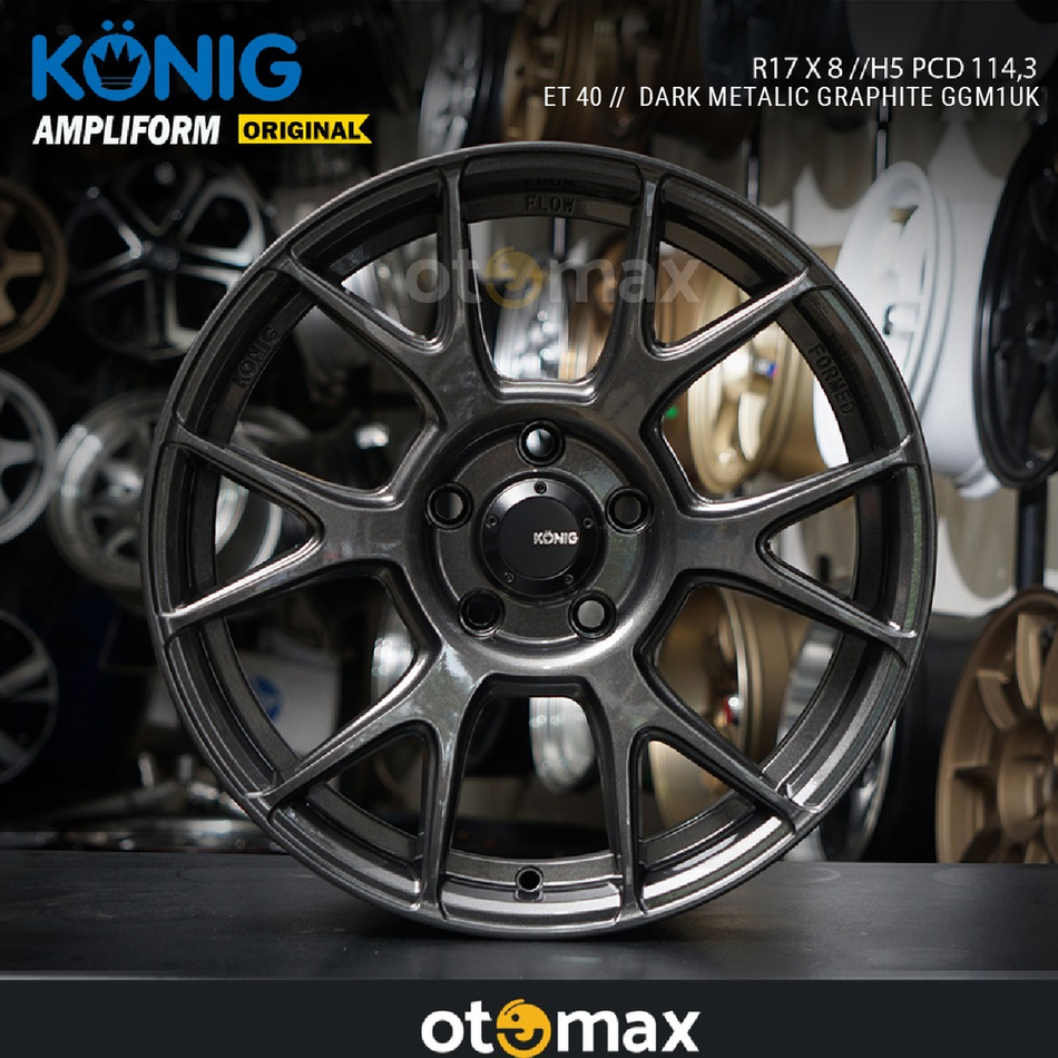 Velg Mobil Konig Ampliform WN636 Cincin Asli 17 Grafit Metalik Gelap GGM1UK