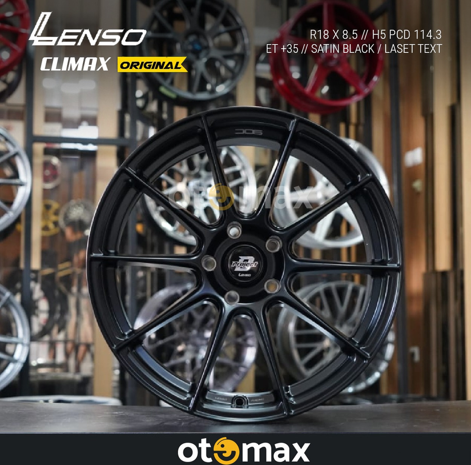 Velg Mobil Lenso Climax Ring 18 Satin Hitam/Teks Laser