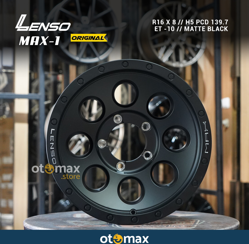 Velg Mobil Lenso MAX1 Original Ring 16 Matt Hitam