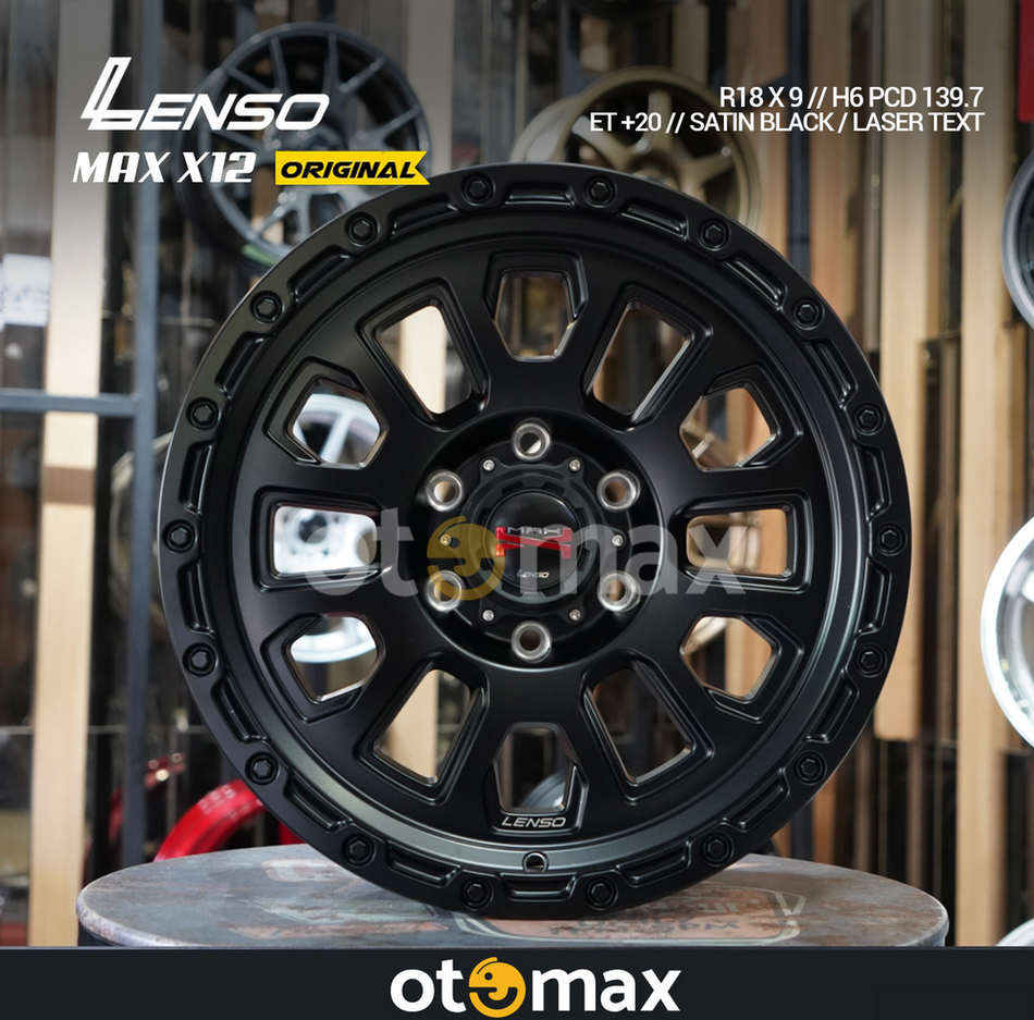 Velg Mobil Lenso MAX-X12 Ring Asli 18 Satin Hitam