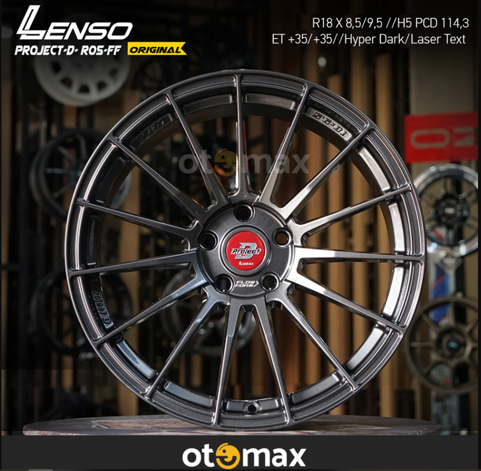 Velg Mobil Lenso Project D Race 5 Original Ring 18 PCD114.3 Hyper Dark Laser Text