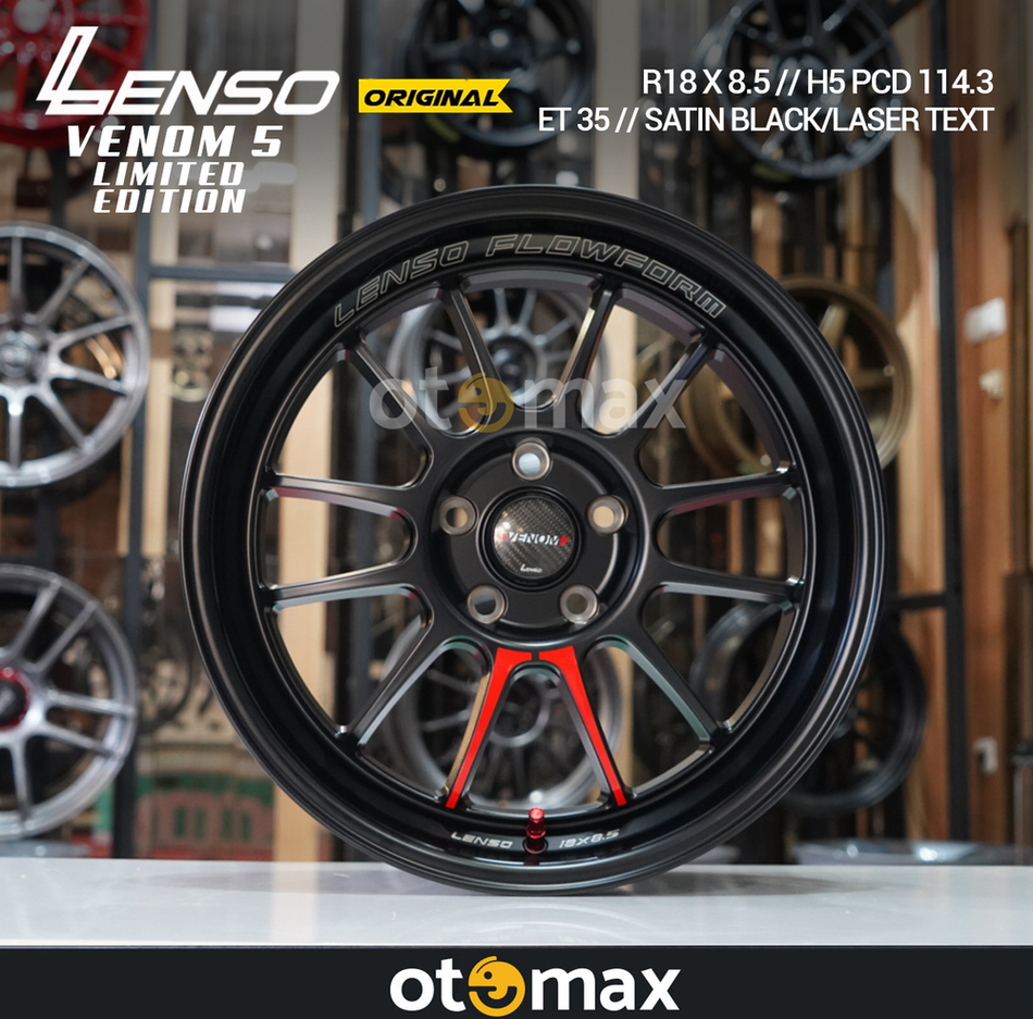 Velg Mobil Lenso Venom 5 Original Ring 18 H5 Satin Hitam