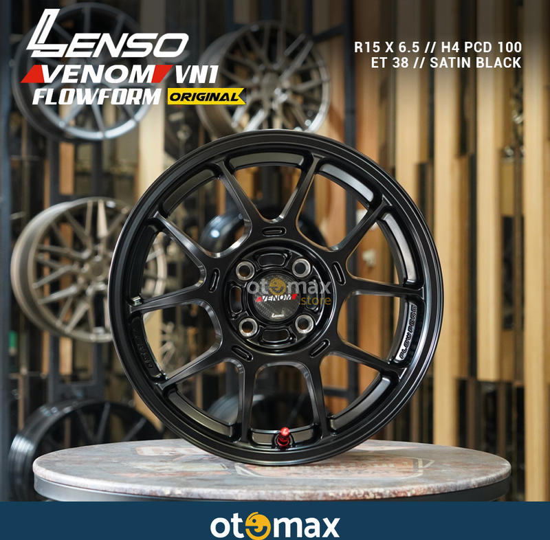 Velg Mobil Lenso Venom VN1 Original Ring 15 Satin Hitam