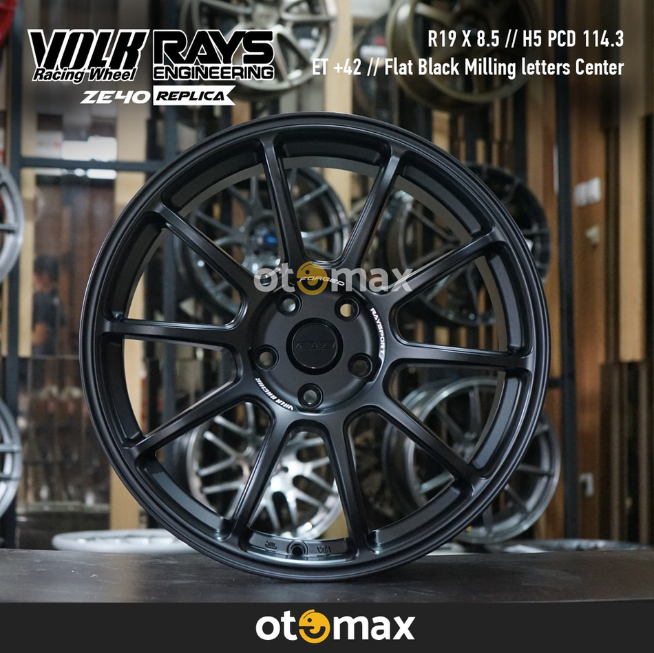 Velg Mobil Volk Rays ZE40 Ring 19 Flat Black Milling Letters Center