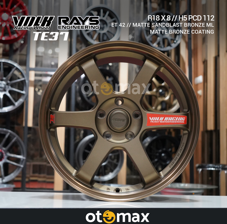 Velg Mobil Volk Rays TE37 SL Ring 18 PCD112 Matt SandBlast Bronze ML/M.Lapisan Perunggu