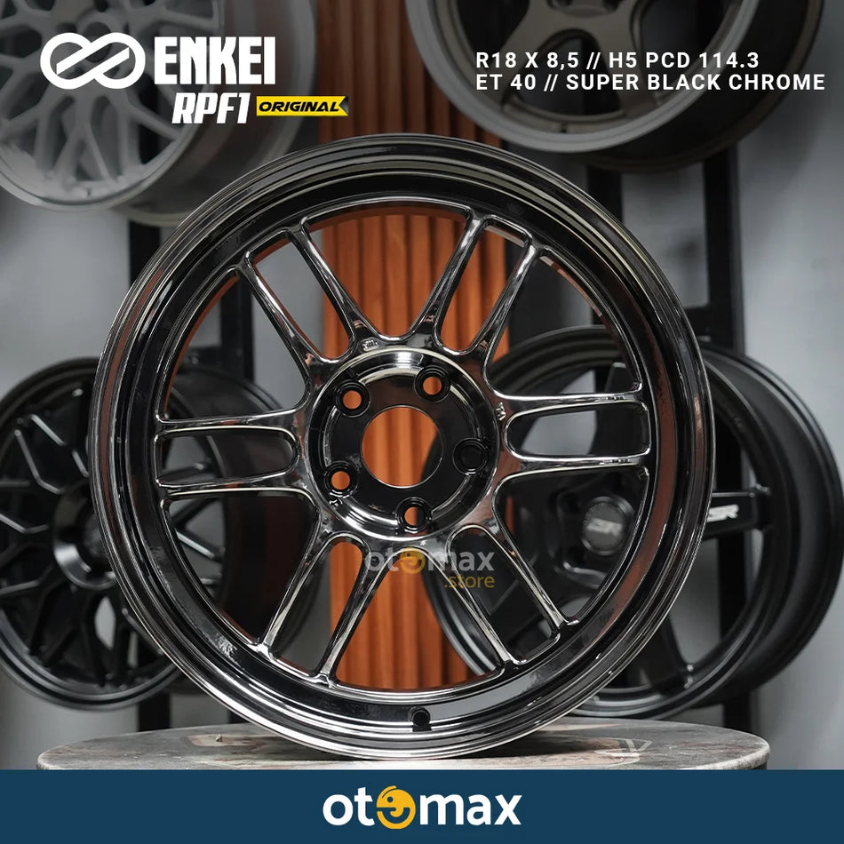 Velg Mobil Enkei RPF1 Original Japan Ring 18 Super Black Chrome