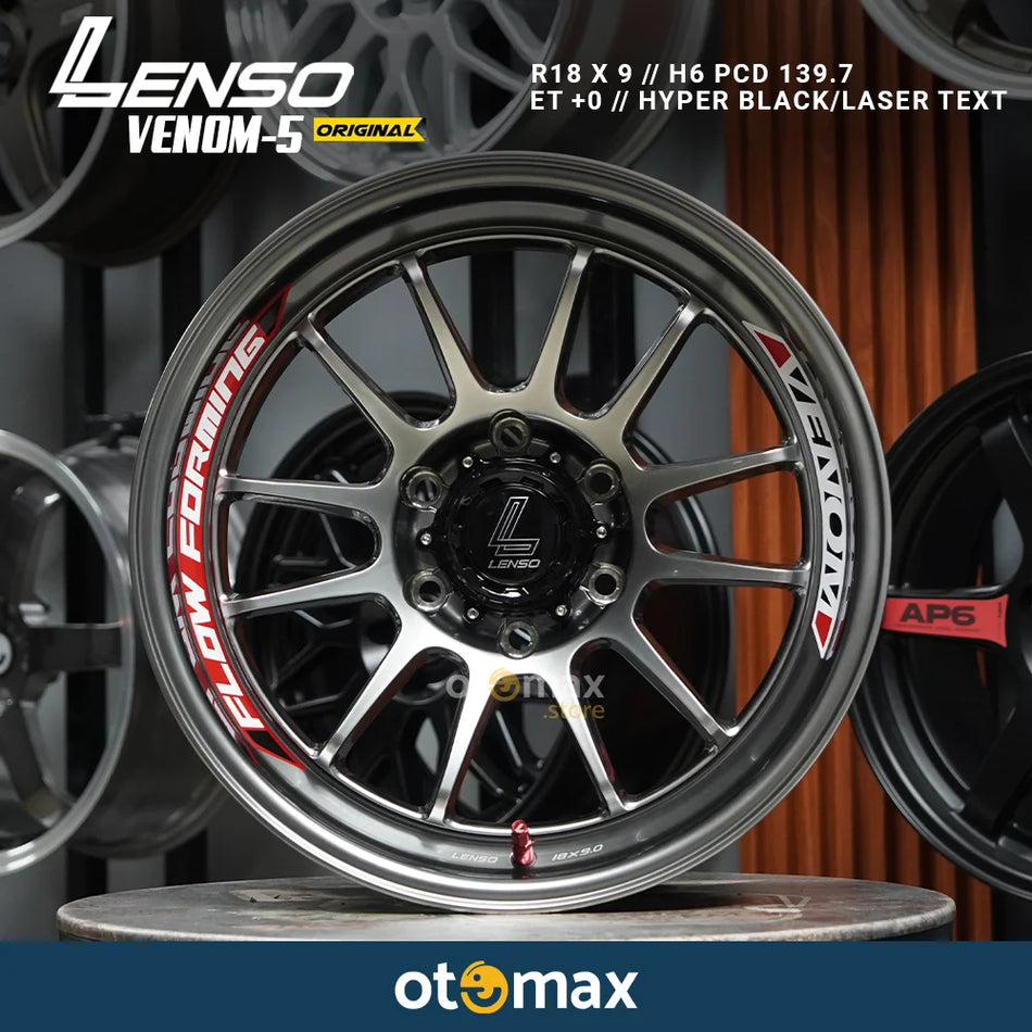 Velg Mobil Lenso Venom 5 Original Ring 18 Hyper Black Laser Text