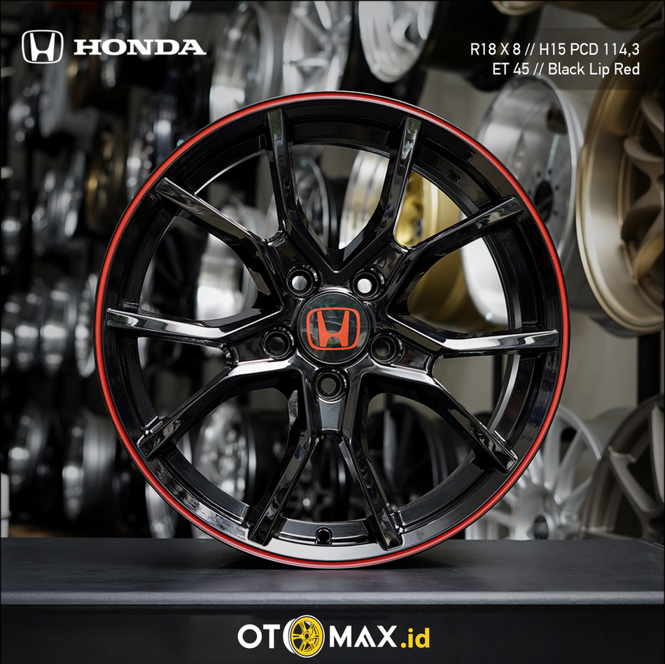 Velg Mobil Honda Type R Ring 18 Hitam Merah