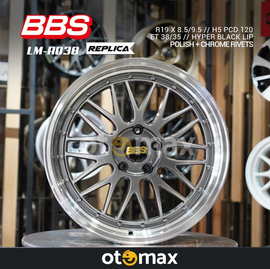 Velg Mobil BBS LM-A308 Ring 19 PCD120 Hyper Black Lip/Chrome Rivert