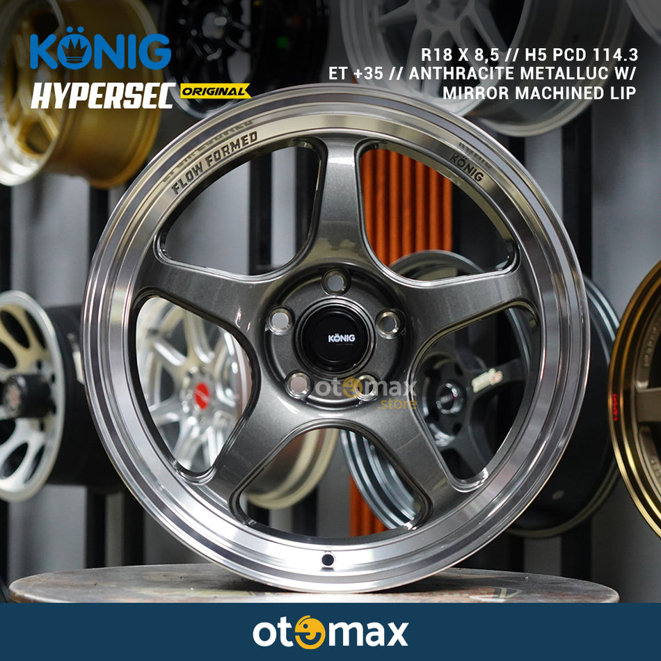 Velg Mobil Konig Hyperspec Original Ring 18 Anthracite Metallic With Mirror Machined Lip
