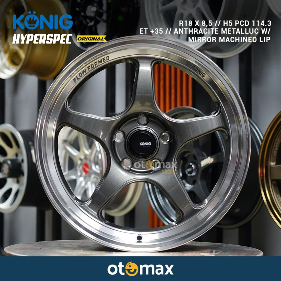 Velg Mobil Konig Hyperspec Original Ring 18 Anthracite Metallic With Mirror Machined Lip