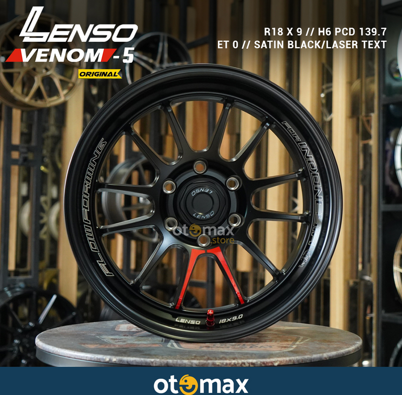 Velg Mobil Lenso Venom 5 Ring 18 Black Laser Text