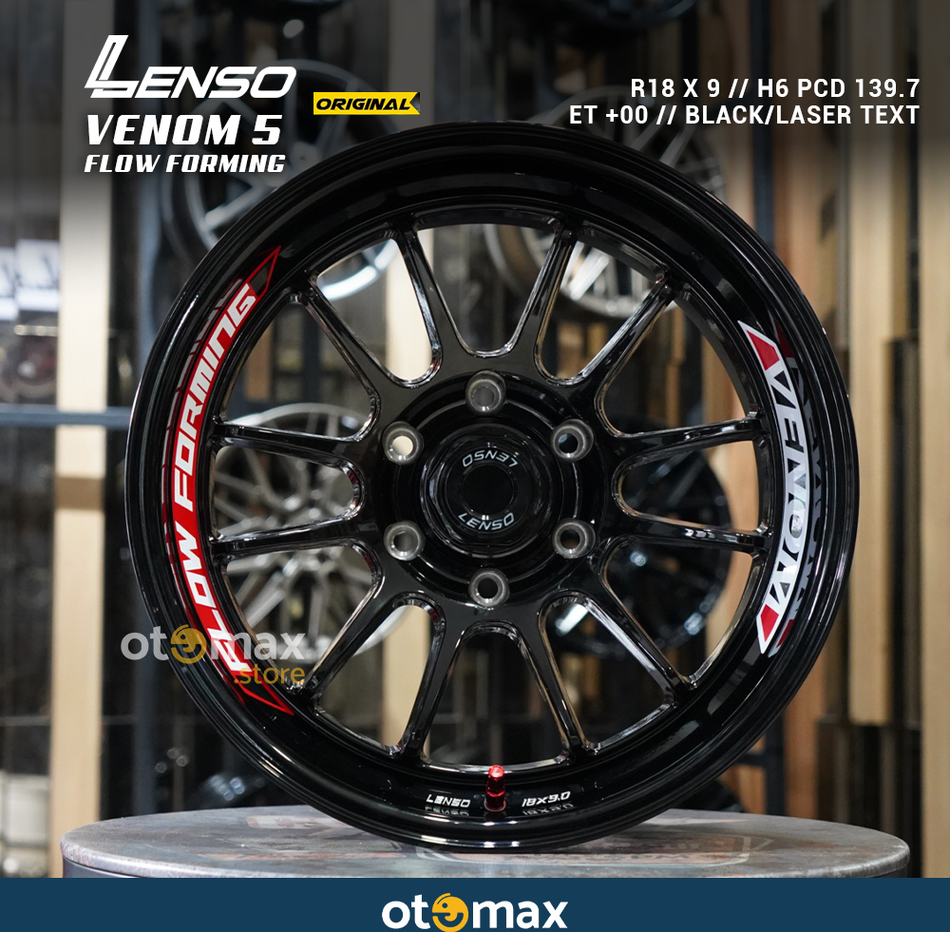 Velg Mobil Lenso Venom 5 Ring 18 Black Laser Text