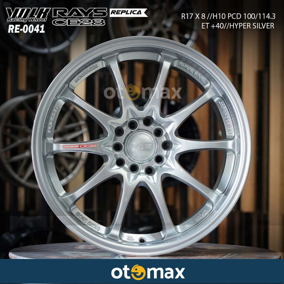 Velg Mobil Volk Rays CE28 RE-0041 Ring 17 H10 Hyper Silver