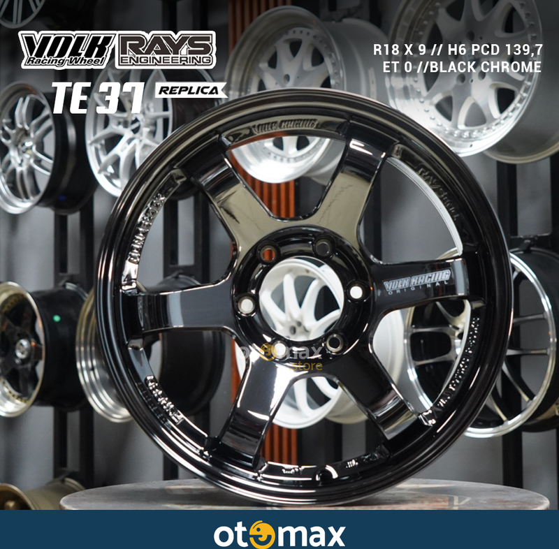 Velg Mobil Volk Rays TE37 Progressive Ring 18 H6 Black Chrome