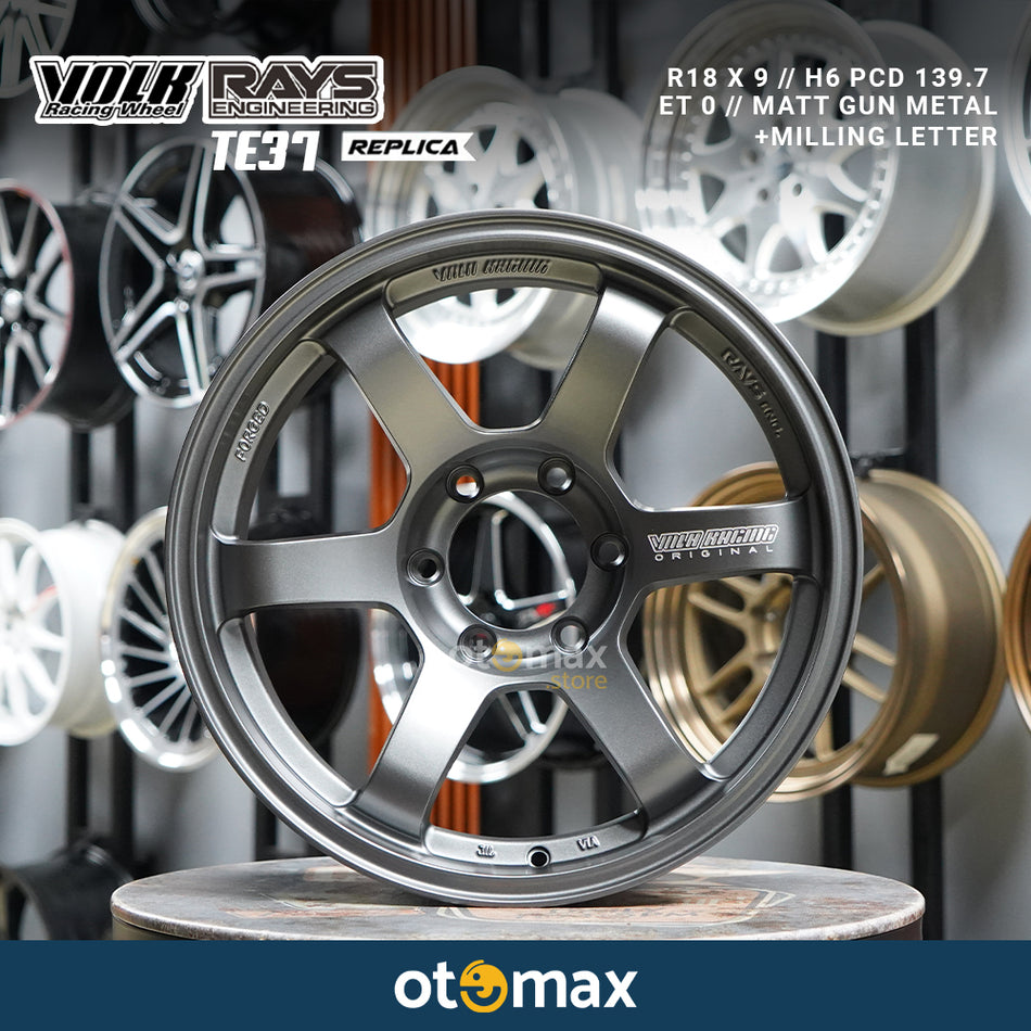 Velg Mobil Volk Rays TE37 Progressive Ring 18 H6 Matt Gunmetal Milling Letter