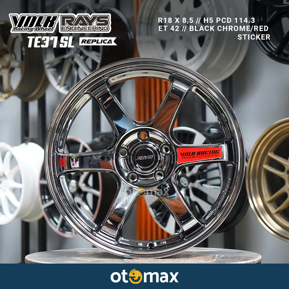 Velg Mobil Volk Rays TE37 SL Ring 18 Black Chrome