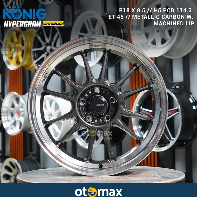 Velg Mobil Konig Hypergram Original Ring 18 ET45 Metallic Carbon W Machined Lip