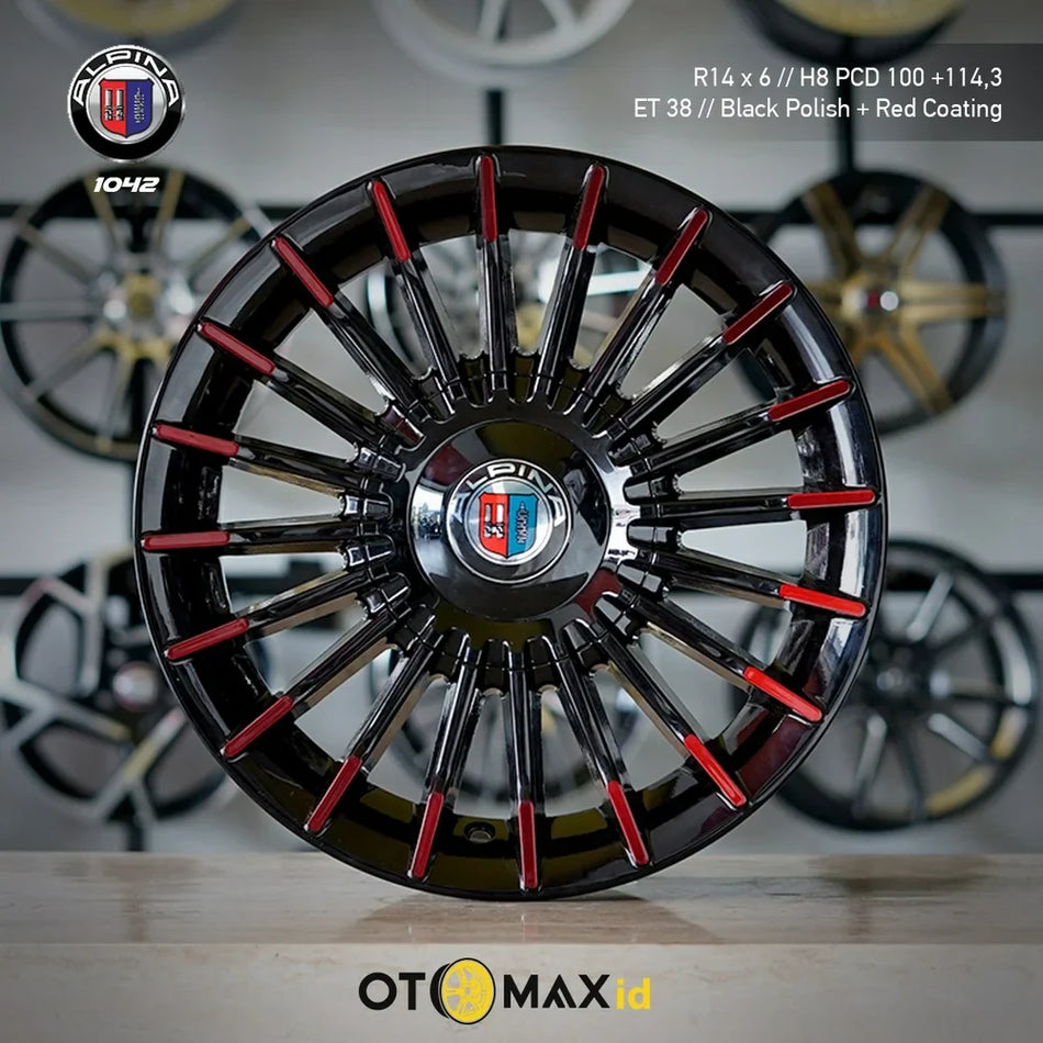 Velg Mobil Alpina 1042 Ring 14 Black Polish Red Coating