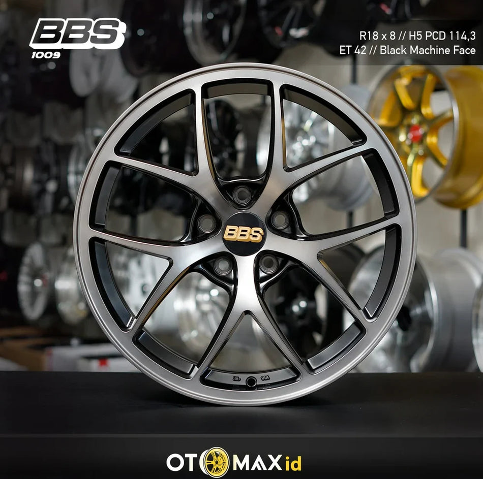 Velg Mobil BBS 1009 Ring 18 Wajah Mesin Hitam