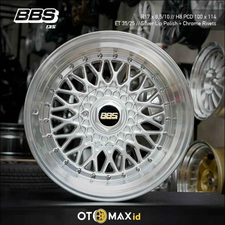 Velg Mobil BBS 135 Ring 17 Silver Lip Polish Crome Rivert