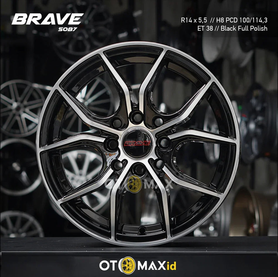 Velg Mobil Brave 5087 Ring 14 Hitam Fuul Polish