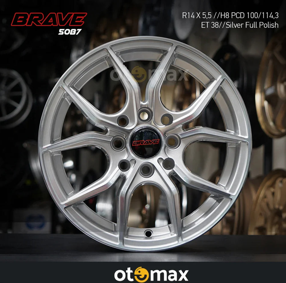 Velg Mobil Brave 5087 Ring 14 Silver Full Poles