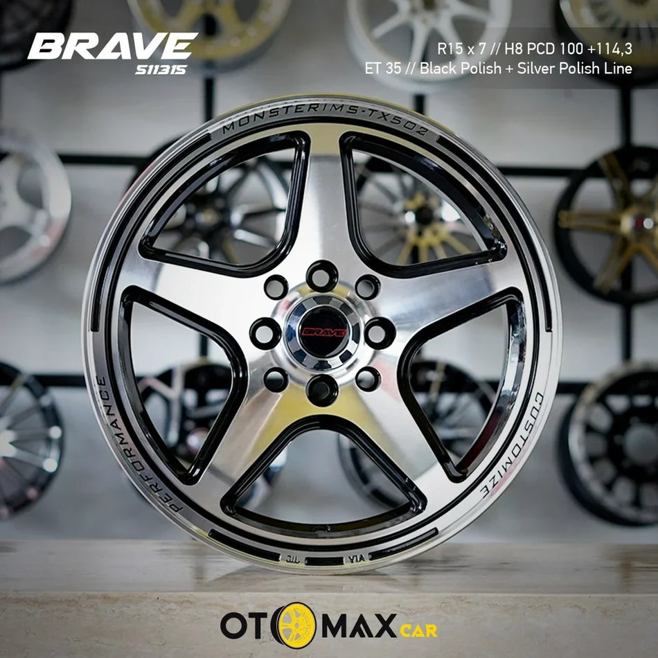 Velg Mobil Brave 511315 Ring 15 Hitam Full Poles