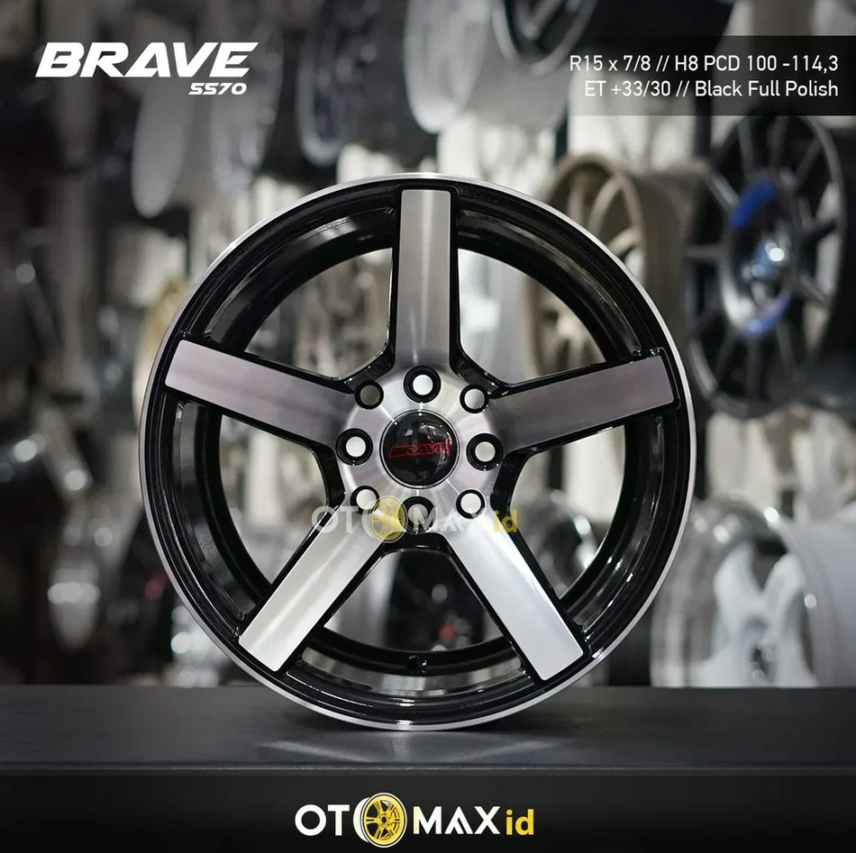 Velg Mobil Brave 5570 Ring 15 Hitam Full Poles