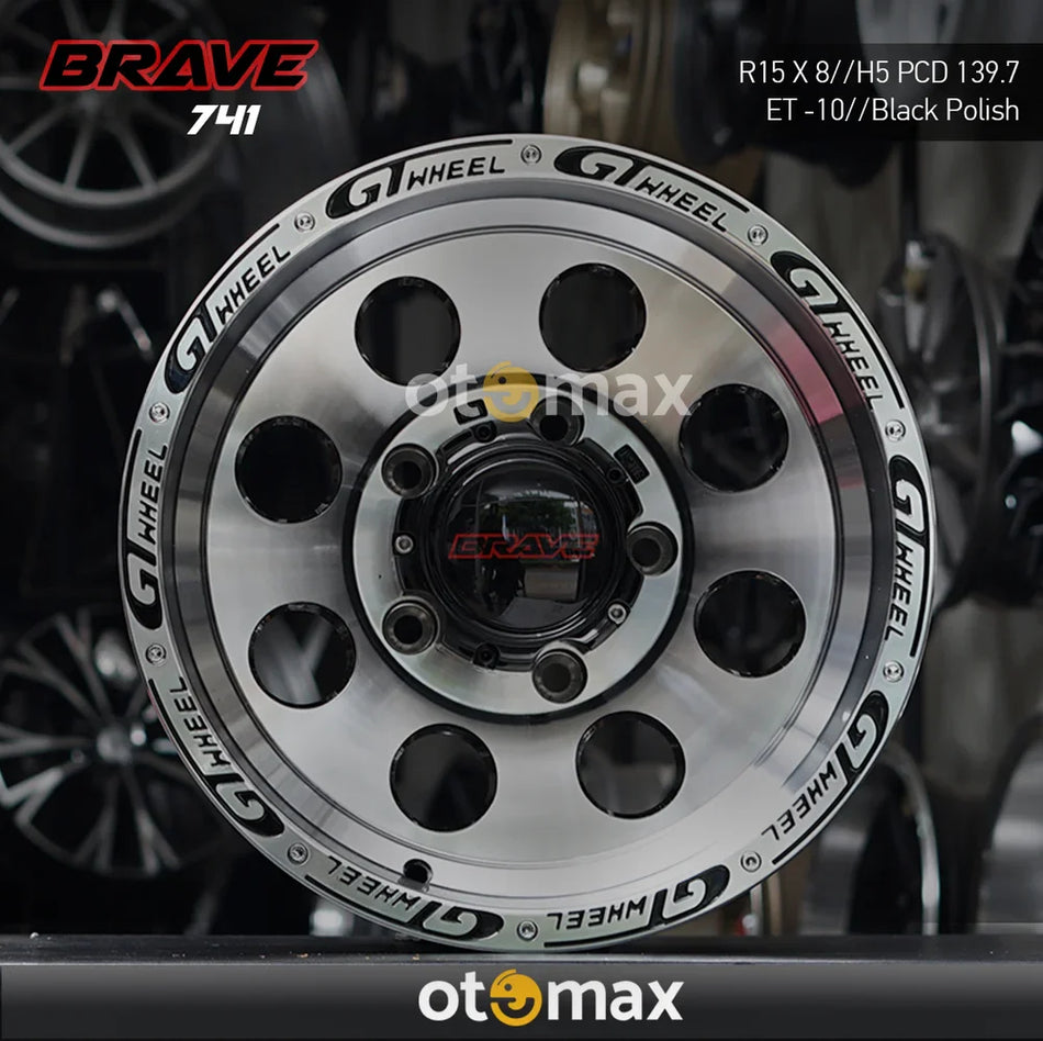 Velg Mobil Brave 741 Ring 15 Hitam Poles